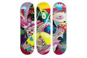 Erik Parker Rome Pays Off Signed Skate Deck Triptych Set - artistskateboard.com