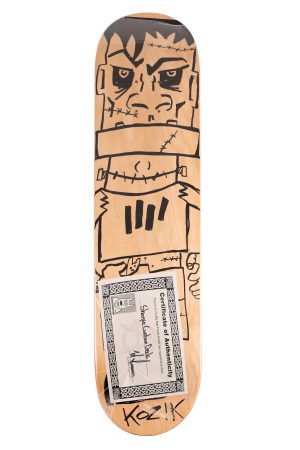 Frank Kozik Custom Sharpie Frankenstein Skateboard Deck Hand Signed - artistskateboard.com
