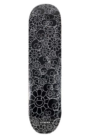 Murakami Skulls Flower Black Skateboard Deck - artistskateboard.com