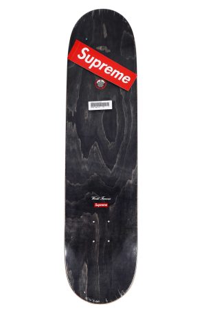 Supreme Chrome Logo Black Skateboard Skate Deck - artistskateboard.com