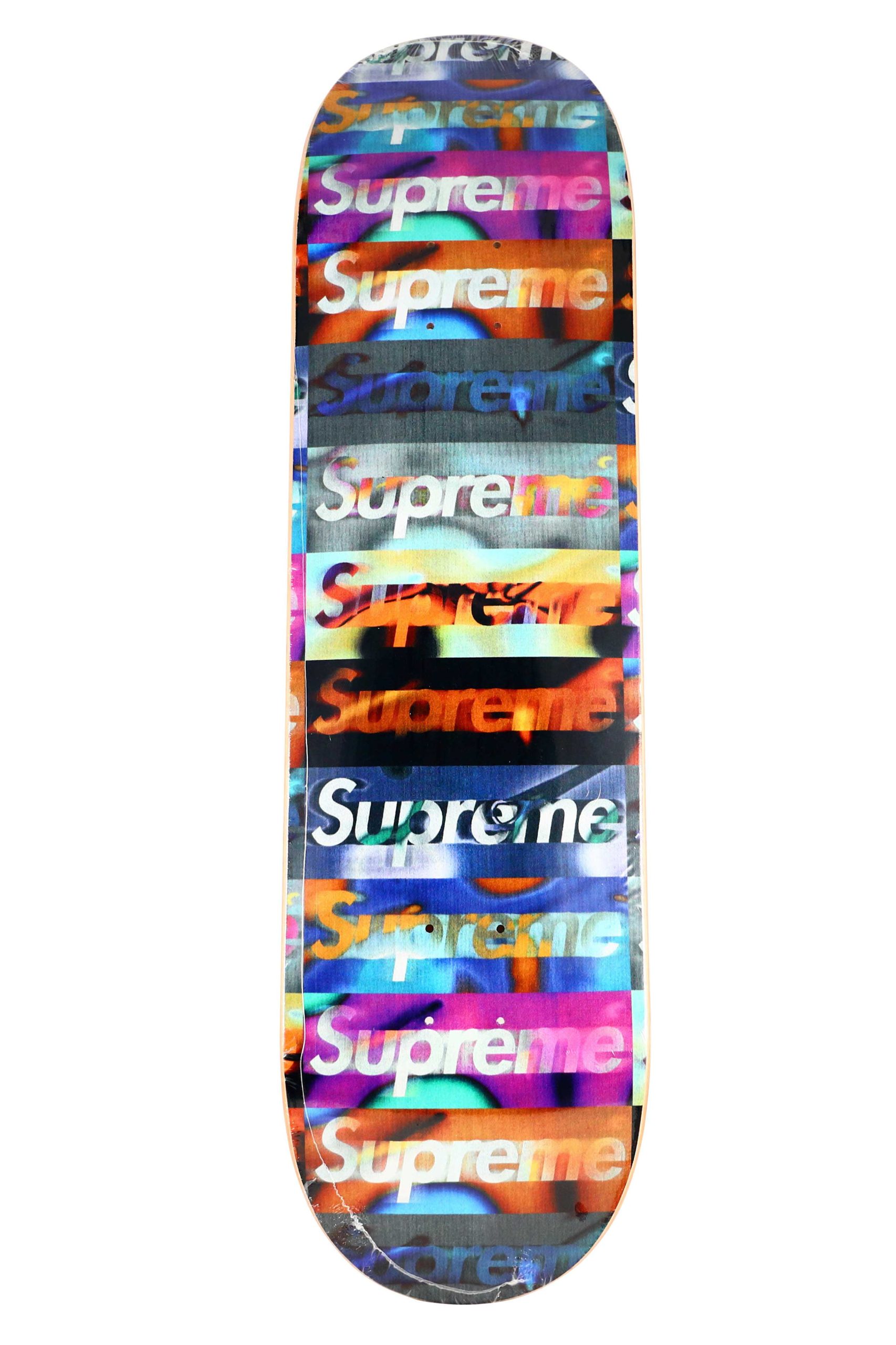 Supreme Distorted Logo Black Skateboard Skate Deck - artistskateboard.com