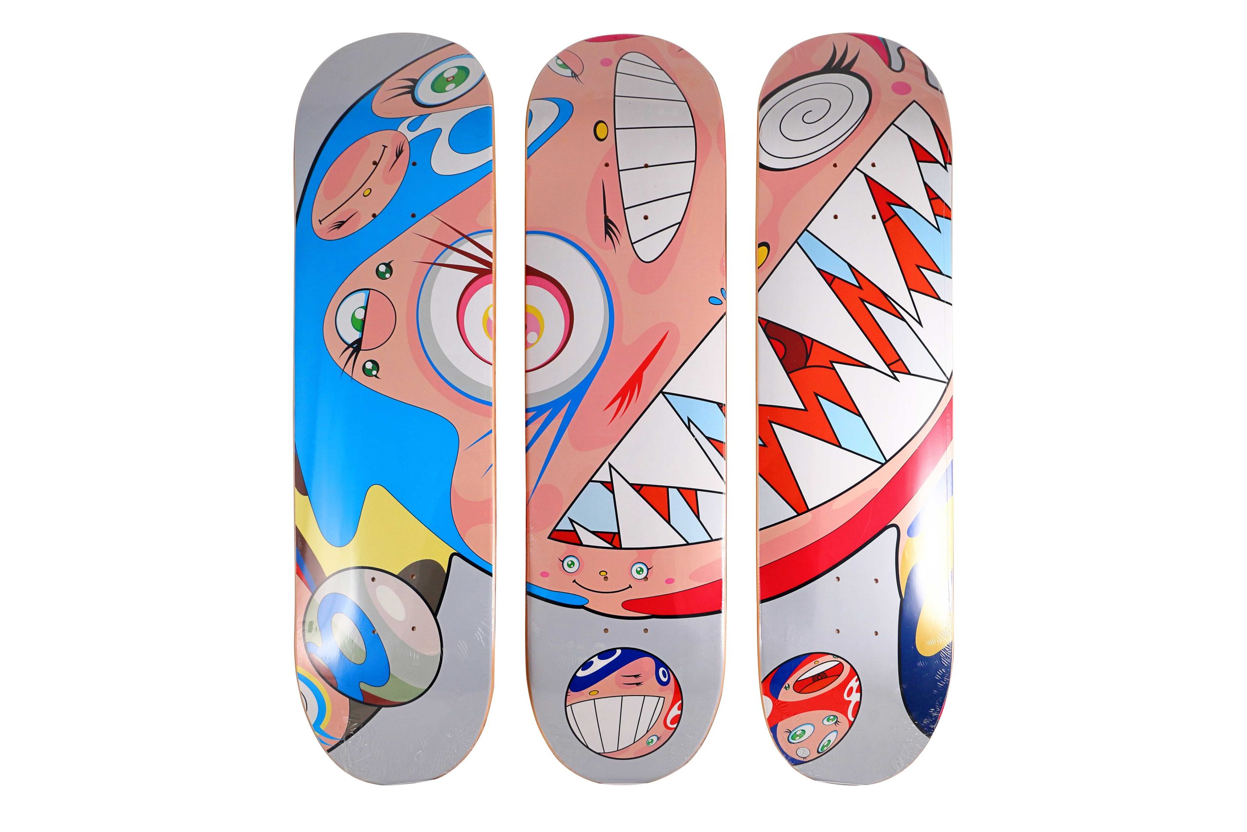Takashi Murakami Flying DOB Grey Skateboard Deck Set - artistskateboard.com