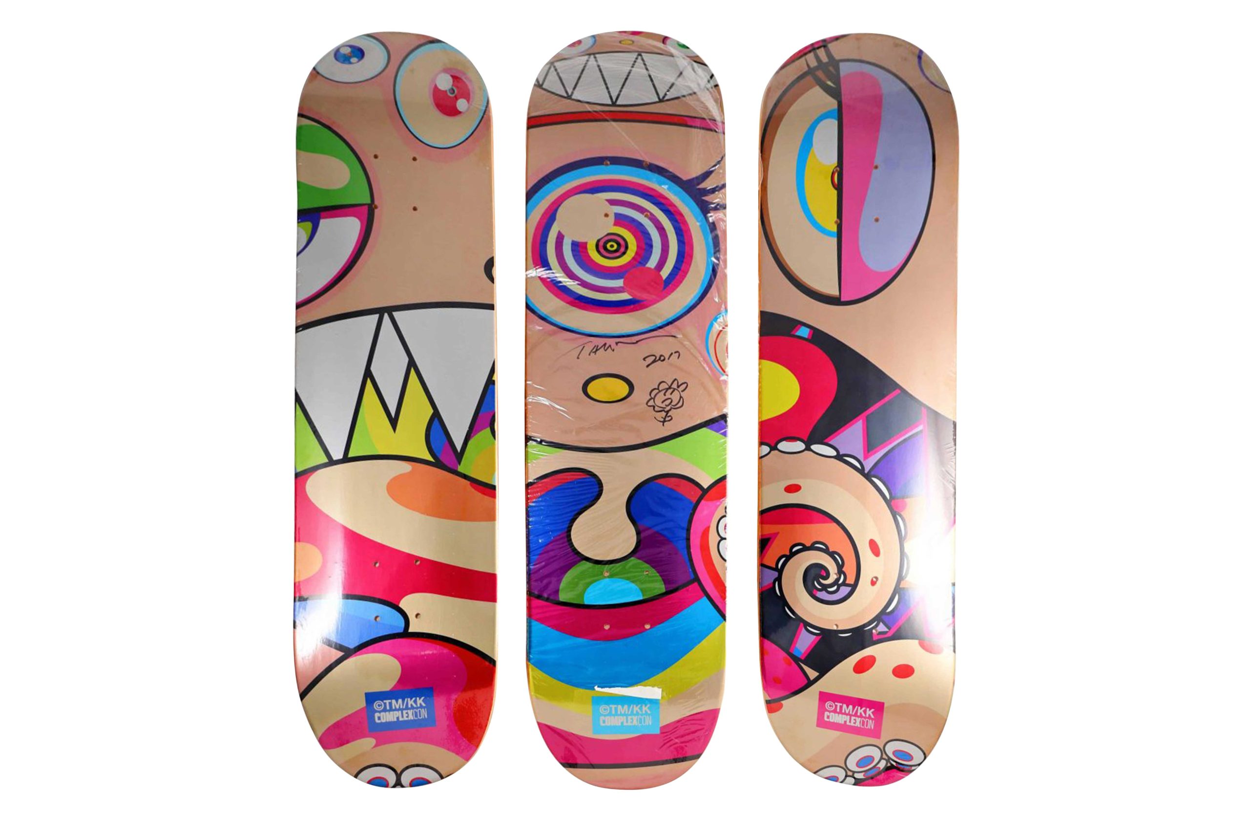Takashi Murakami Signed DOB Triptych Skateboard Decks - artistskateboard.com