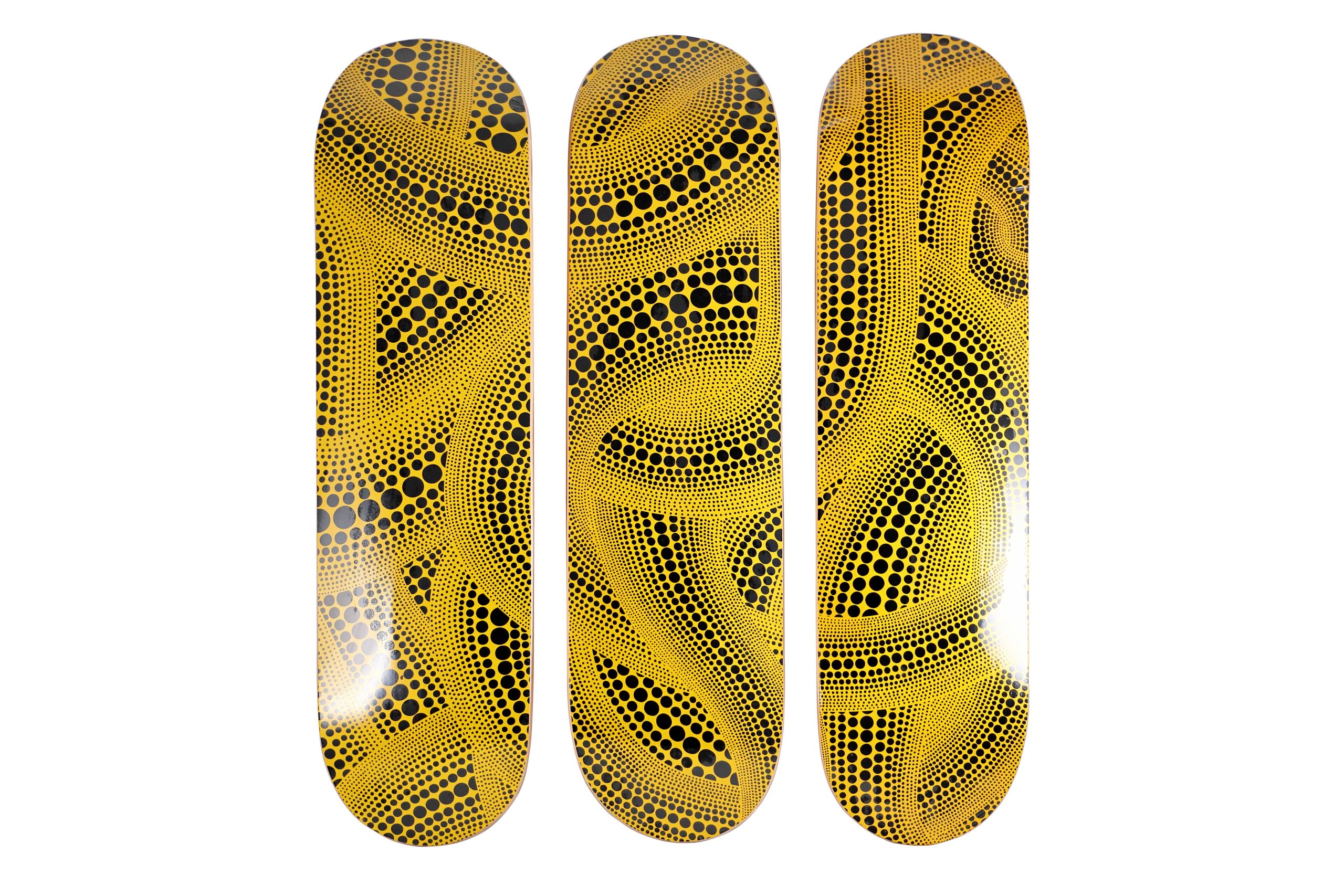 Yayoi Kusama Yellow Trees Triptych Skateboard Decks - artistskateboard.com